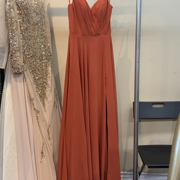 NEW EVENING Burnt Orange Party Long Evening Prom Dress  GOWN SIZES 2-20 AC477 - Picture 9 of 9